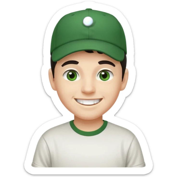 older-teenage-boy-dark-hair-green-eyes-tshirt-smiling-with-teeth-showing-baseball-hat-on-sideways sticker