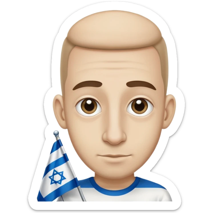 jew with a big nose and Israel flag on shirt sticker