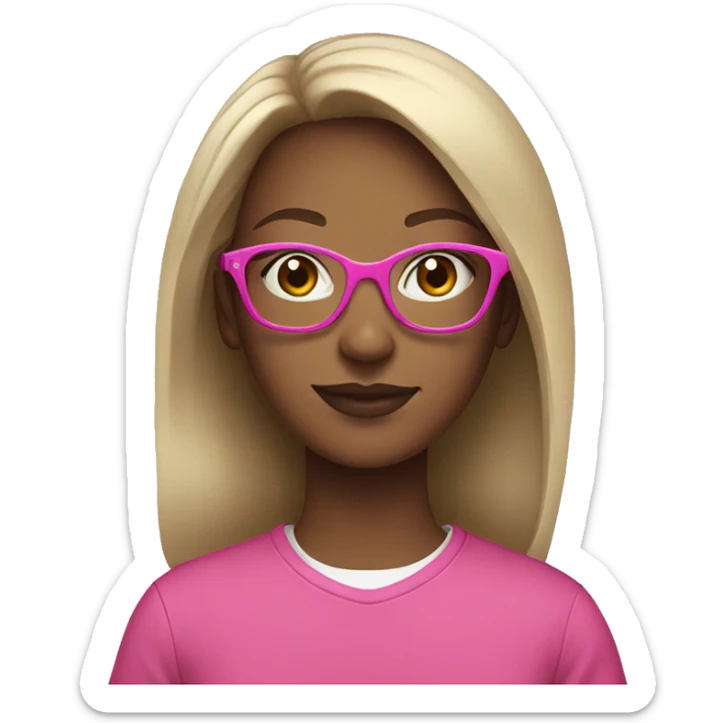 A teen girl wearing pink glasses  sticker