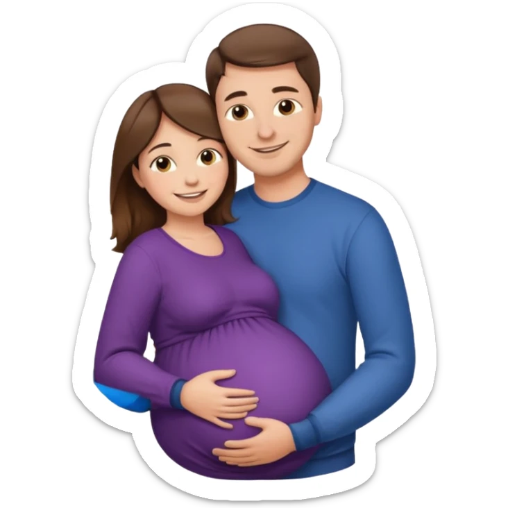 

"Man with short brown hair not reaching the nape and fair skin hugging a pregnant woman with long brown hair and fair skin, smiling."







 sticker