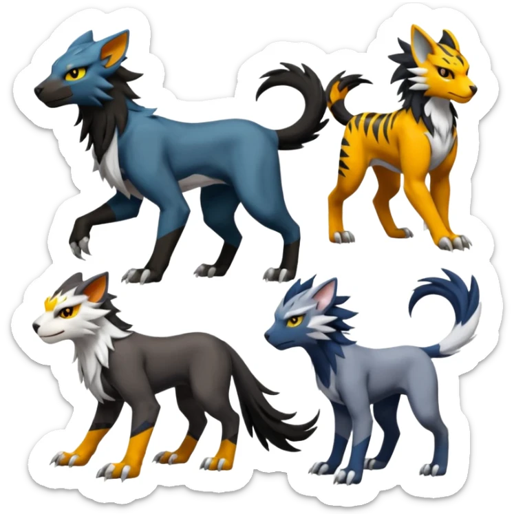 Houndoom-Tigress-Luxray-Silvally-Gryphon-fusion (full body) sticker
