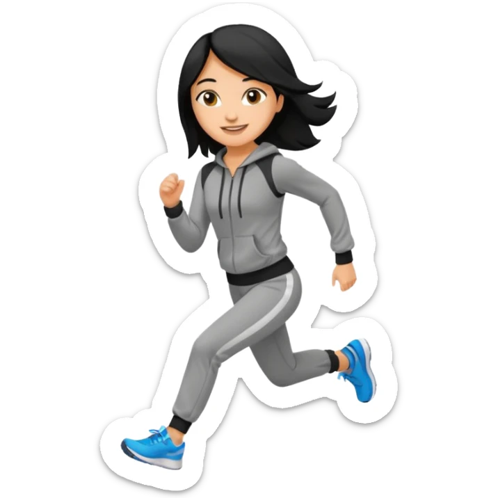 a pretty bratz tan girl who is fat . Hair color black. Jogging outfit sticker