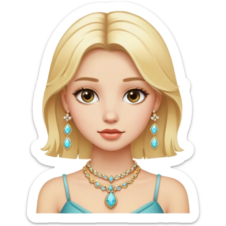 blonde girl portrait with jewelry, Aesthetic  sticker