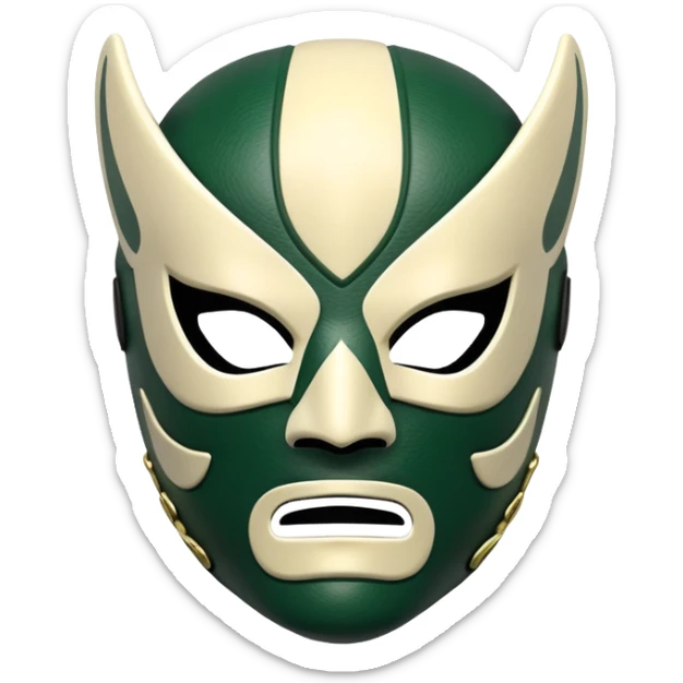 luchador mask in Milwaukee Bucks colors forest green and cream sticker