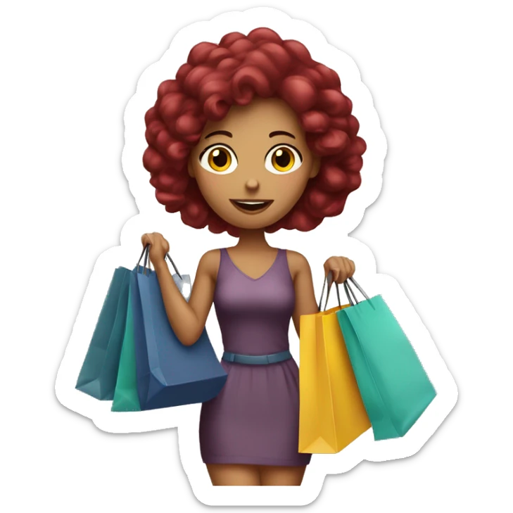 Burgundy haired girl, shopaholic, carrying a lot of shopping bags sticker