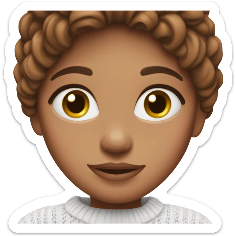 Brunette girl with pink ౨ৎ in hair wearing a white knit sweater sticker