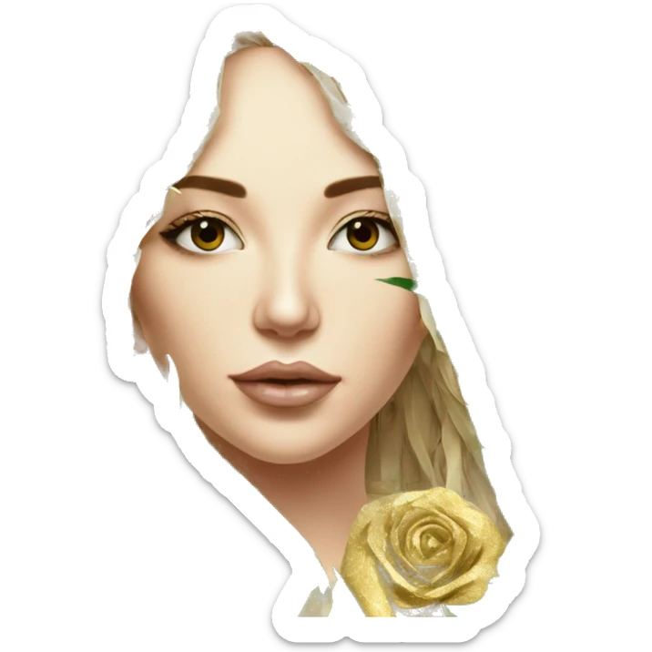  Hemp 420 lady face melting gold drizzle kintsugi palm leaves tropical made of 420 origami newspaper roses hemp leaves lantern fairy lights burning paper and hemp leaves in hair sticker