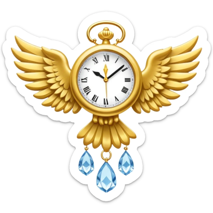 Emoji del signo Lúmiar: un reloj luminoso con alas, colores dorado y blanco, estilo minimalista, sensación de claridad, intuición y calma.”
 sticker