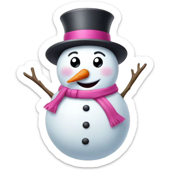 Pink happy snowman sticker