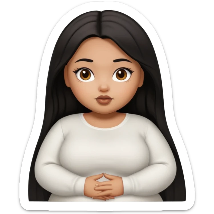 fat brown pretty bratz girl with black straight hair and white full sleeve sticker