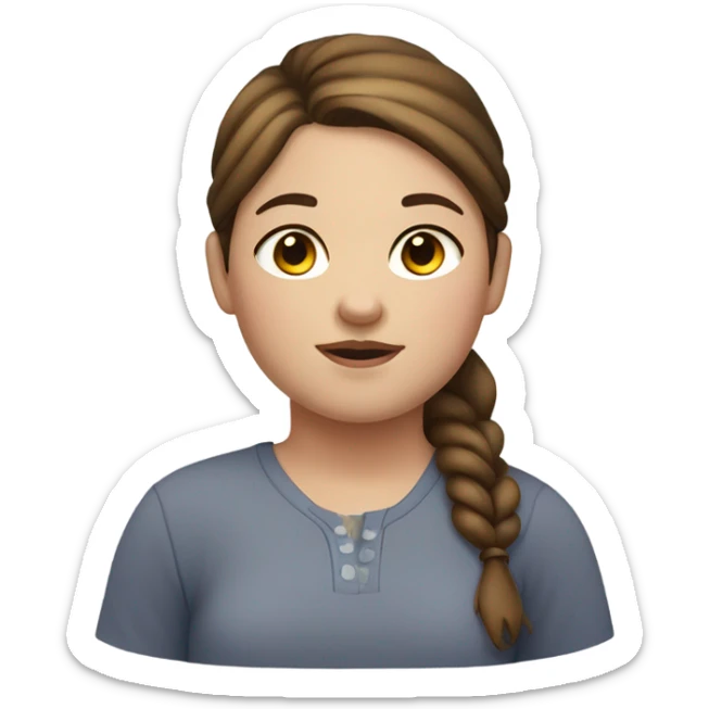 Chubby girl with highlighted brown hair in a pony tail with freckles and hazel eyes  sticker