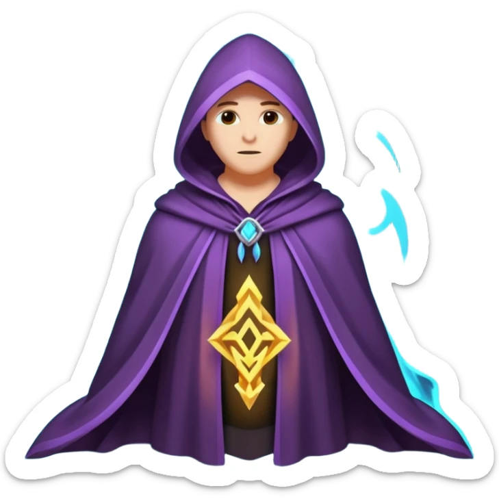 magical hooded cloak object icon, glowing runes on fabric, mystical aura, fantasy cloak, 3D cartoon, mobile game icon style, centered, clean background, no text, no watermark
 
 sticker