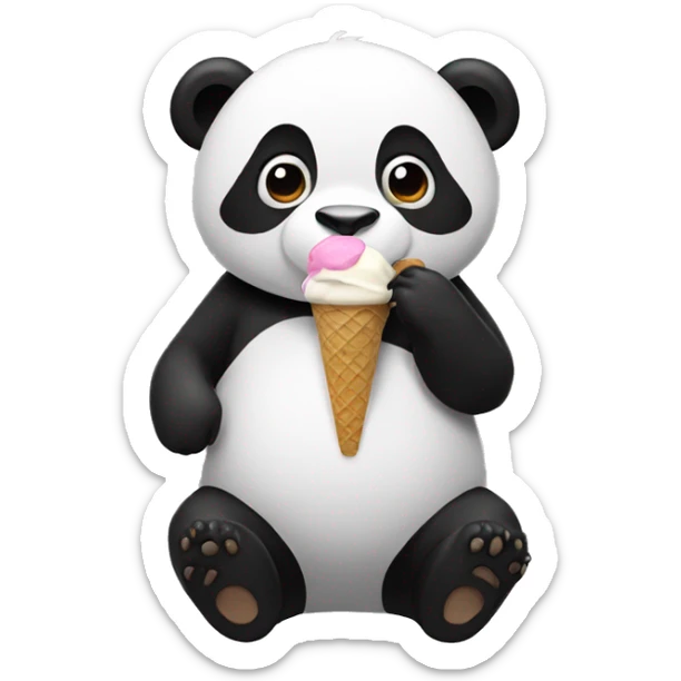 Panda eating ice cream sticker