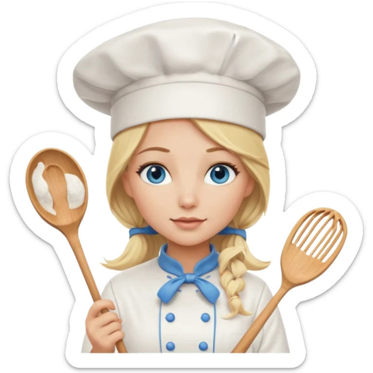Sexy Long Blonde hair blue eyed female chef sticker