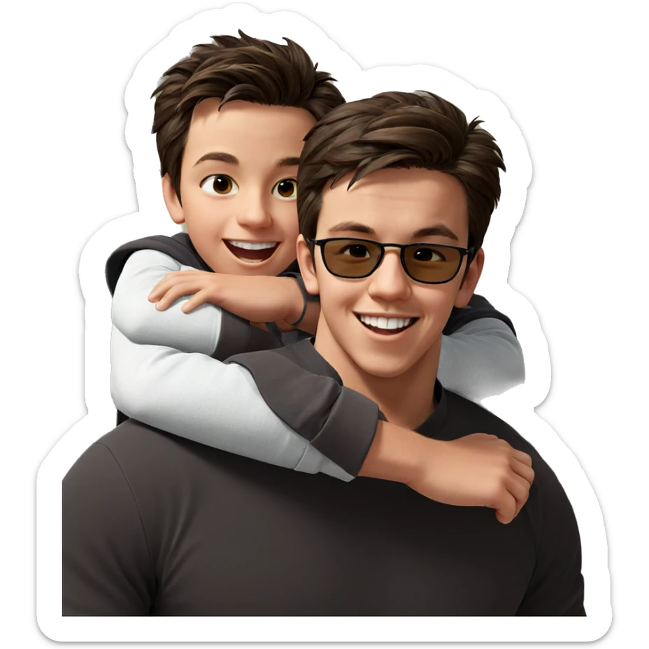 happy boys sharing a moment sticker