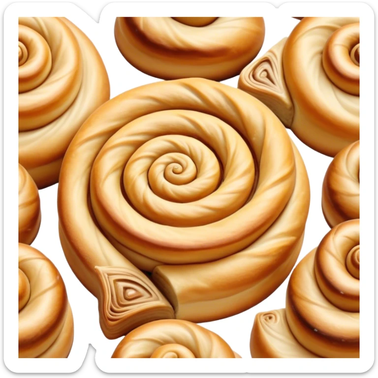 Cinematic delicate escargot pastry, spiral shape with layers of buttery dough, caramelized edges, rich golden-brown tones, elegant and inviting. sticker