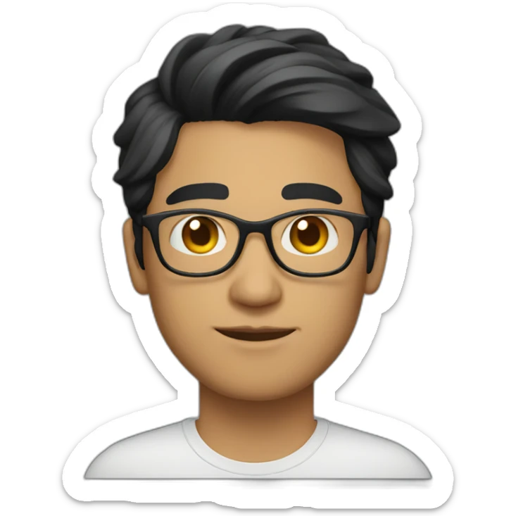 a light skin Pakistani man, with round glasses, techy, black hair, in a shirt  sticker