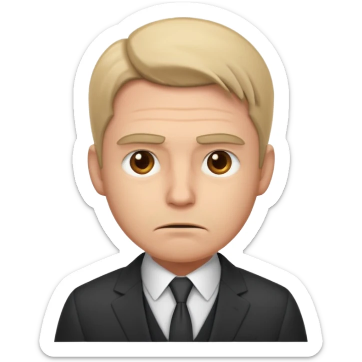 a liittle tired and frustrated entepreneur (only his face). with suit and only a little bit emotional face sticker