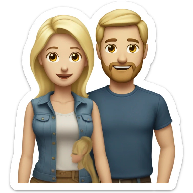 blond couple, a man with a blonde short beard and short blonde hair and a woman with long blonde hair sticker