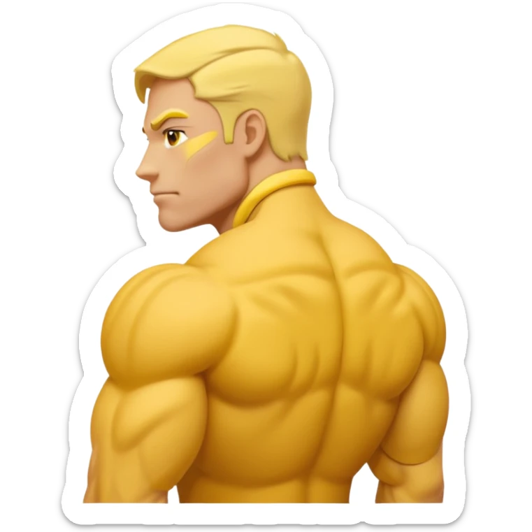 Emoji of Shoulders Muscle from side view, the human is yellow like on iphones. He has big shoulders. sticker