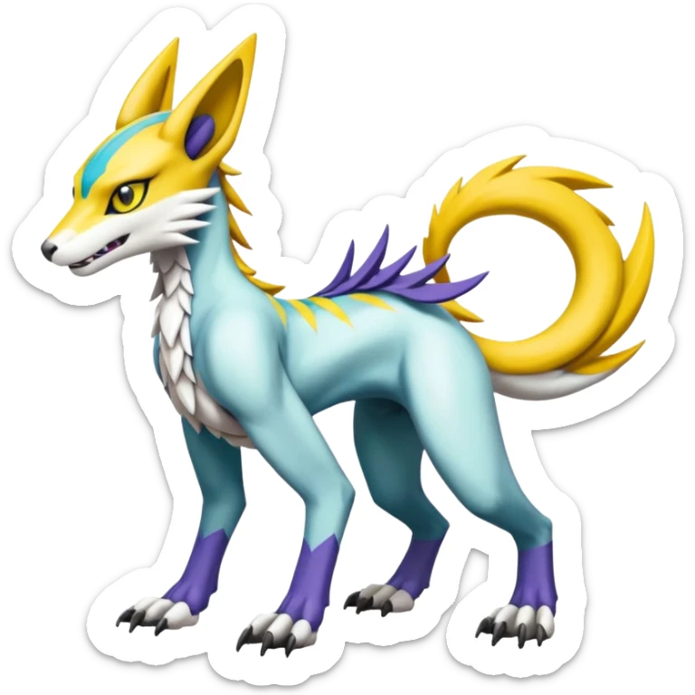 Colorful Meloetta-Renamon-Wargreymon-Sergal-Pokémon-Digimon-Fakémon-fusion-hybrid-creature sticker