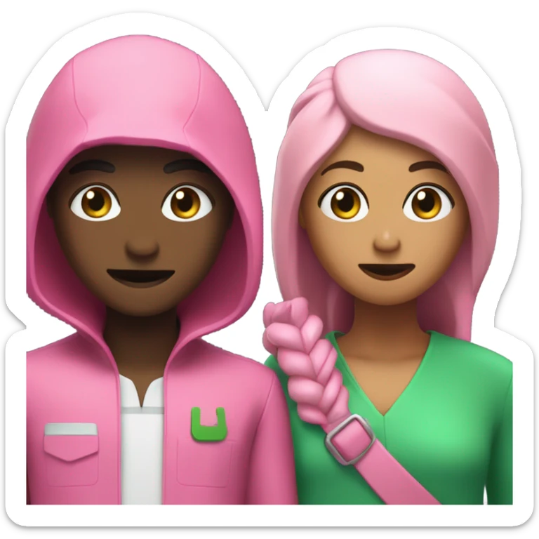 Impressive emoji Squid Game Season 2 on the below quiz. Guess the character - Squid Game Season 2 Quiz Trivia, Use AI Emojis  jumpsuit characters Pink & Black also Green Jumpsuit as compare in b/w 2 characters. sticker