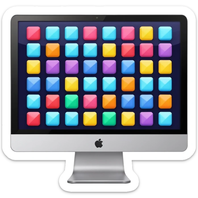 A monitor screen, showing some colorful layouts like scquares, rectangles, etc. sticker