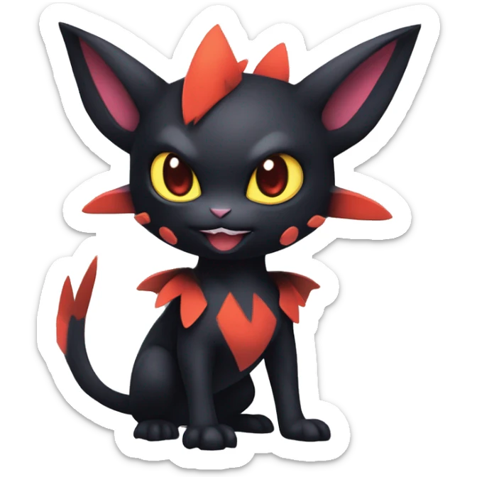 Cool Cute Edgy Dark Black Chibi Noibat-Litten-Pokémon-Fakémon-hybrid sticker