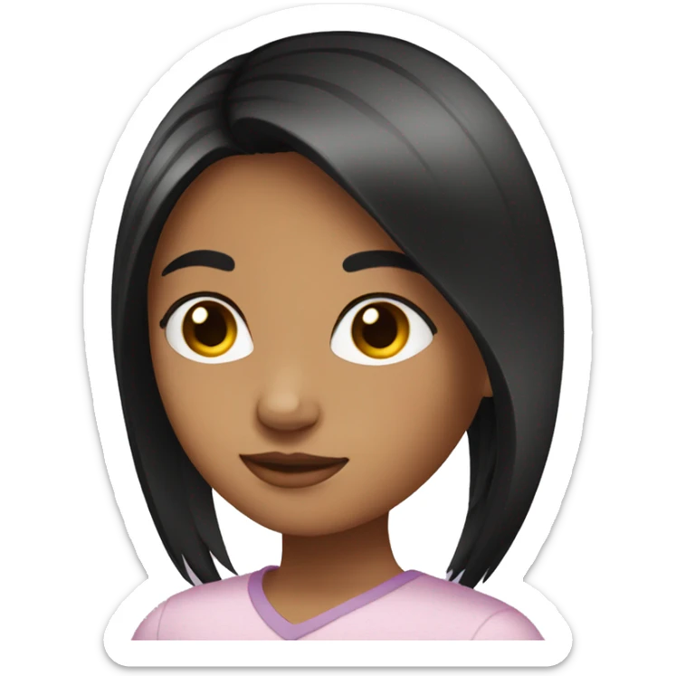 medium skin-young girl-with Hair straight  black sticker