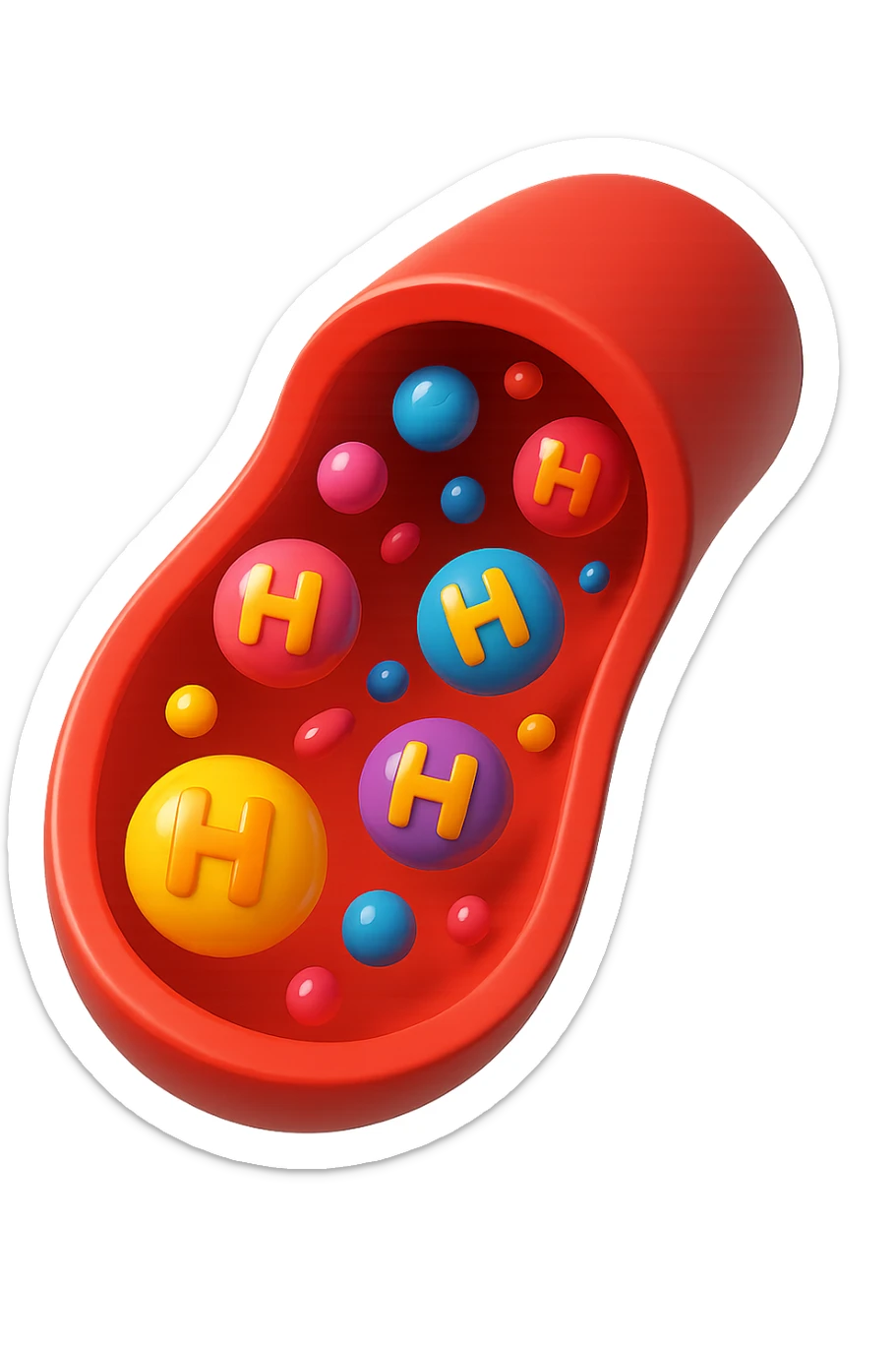 EMOJI STILE IPHONE 3D DI particelle di ormoni che circolano in una vena umana sticker