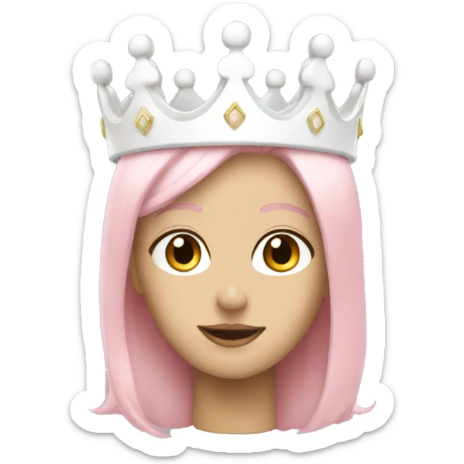 White and pastel pink crown sticker