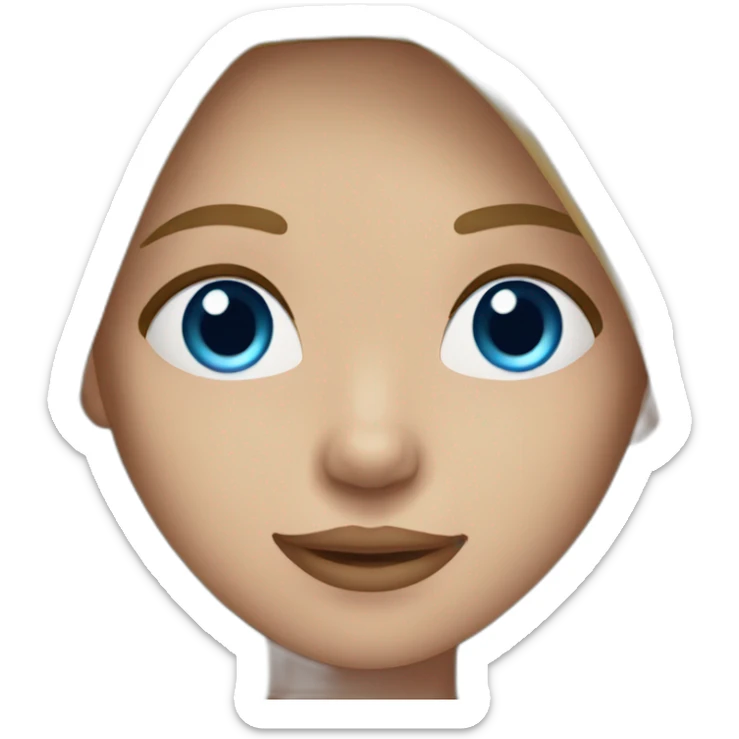 a girl with very light skin, long brown straight hair and blue eyes sticker