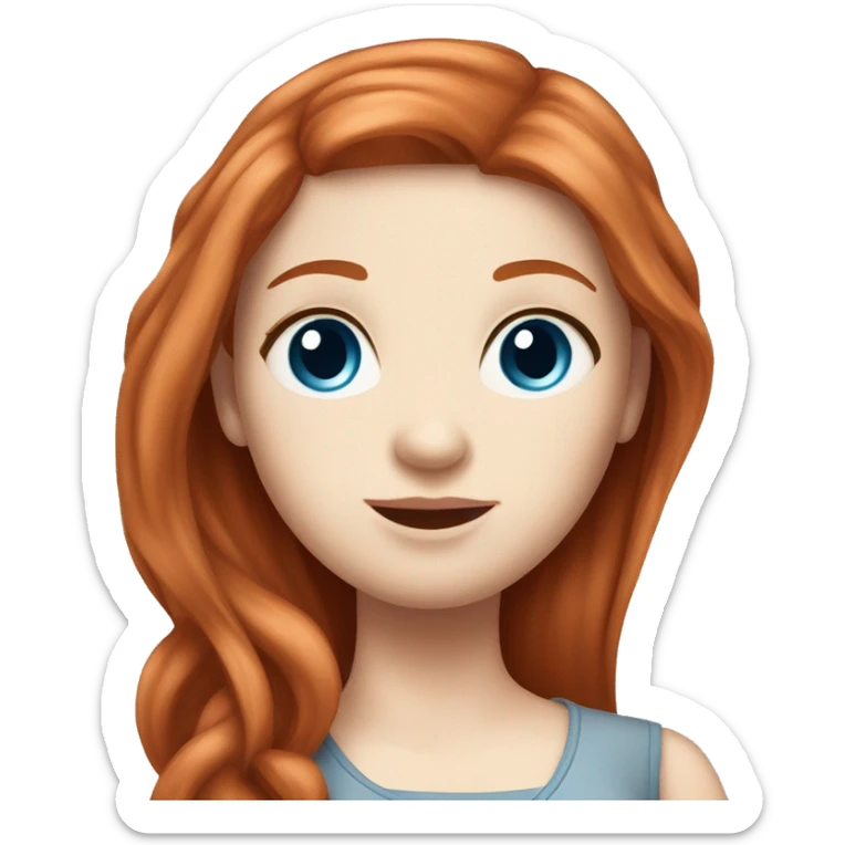 Pregnant redhead with long straight hair, blue eyes and pale skin sticker