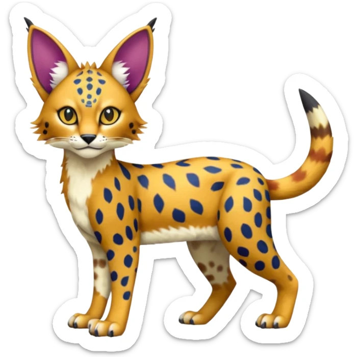 Colorful Bobcat-Caracal-Leopard-Sergal-Serval-Genet-Pokémon-Digimon-Fakémon-fusion-hybrid-creature sticker