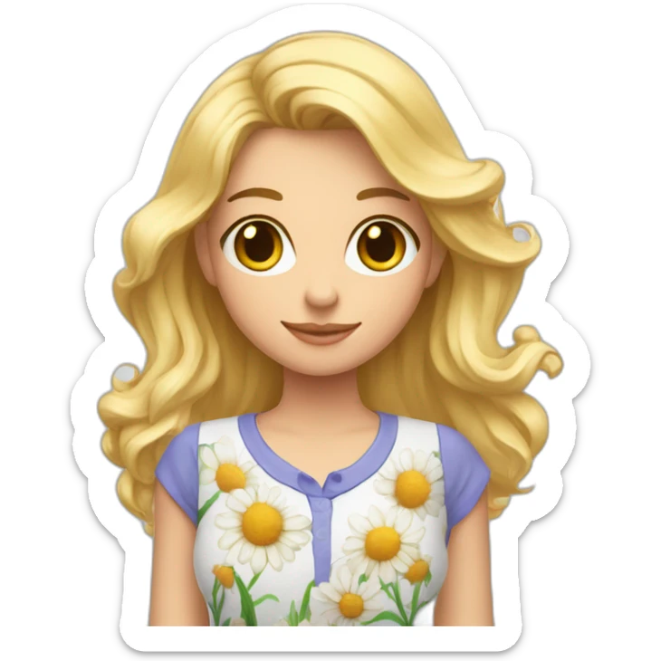 Une amie avec des cheveux blonds et une chemise avec des fleurs sticker
