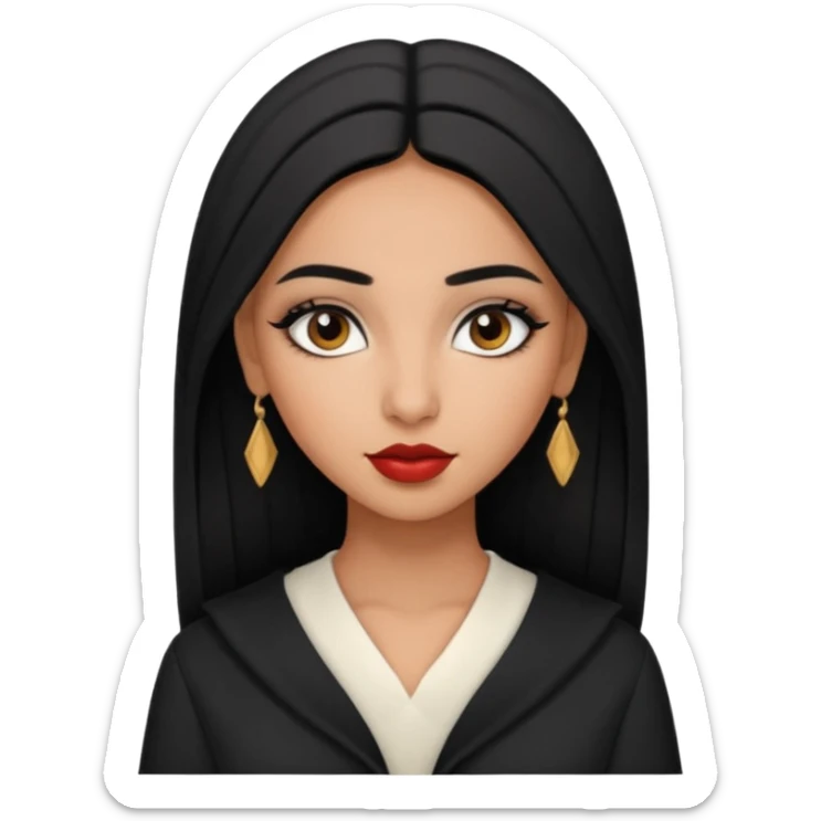 Une fille algérienne ou marocaine cheveux lisse trop belle vêtements stylés et des maquillages trop magnifique adolescente sticker