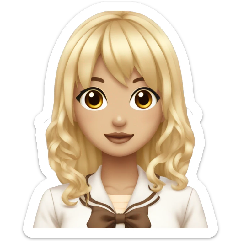 gyaru, kogal, kogyaru, school uniform, blonde hair, dark skin, brown skin sticker