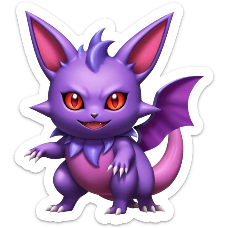 Shiny Dark Noibat-Espeon-Gengar-Litten-Nidorino-fusion-hybrid full body sticker