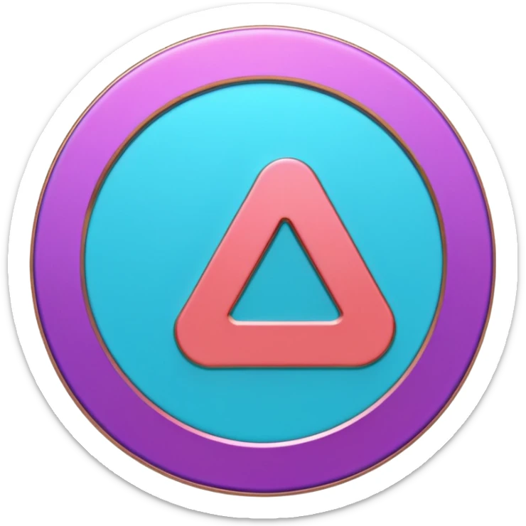 
One  Rotate 45 degree 3d credit coin color in in gradient of turquoise, blue, pink, purple, and coral sticker