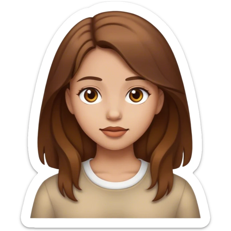 realistic portrait of girl with brown hair  sticker