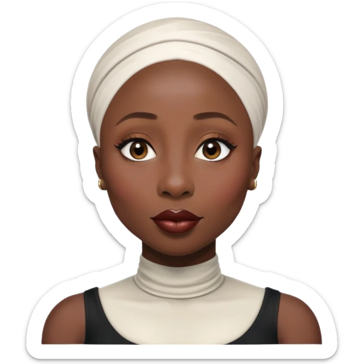 Cynthia erivo no hair Alluring black woman wide nose bald head big glossy lips sticker