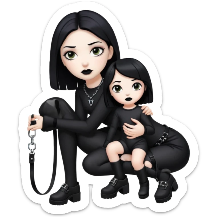 Homme 4 pattes fille Gothique derrière qui le tien en laisse  sticker