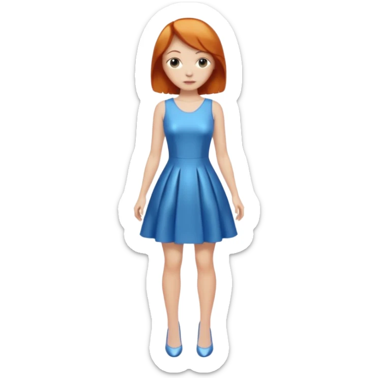 woman lshort ginger hair blue shiney dress full body sticker