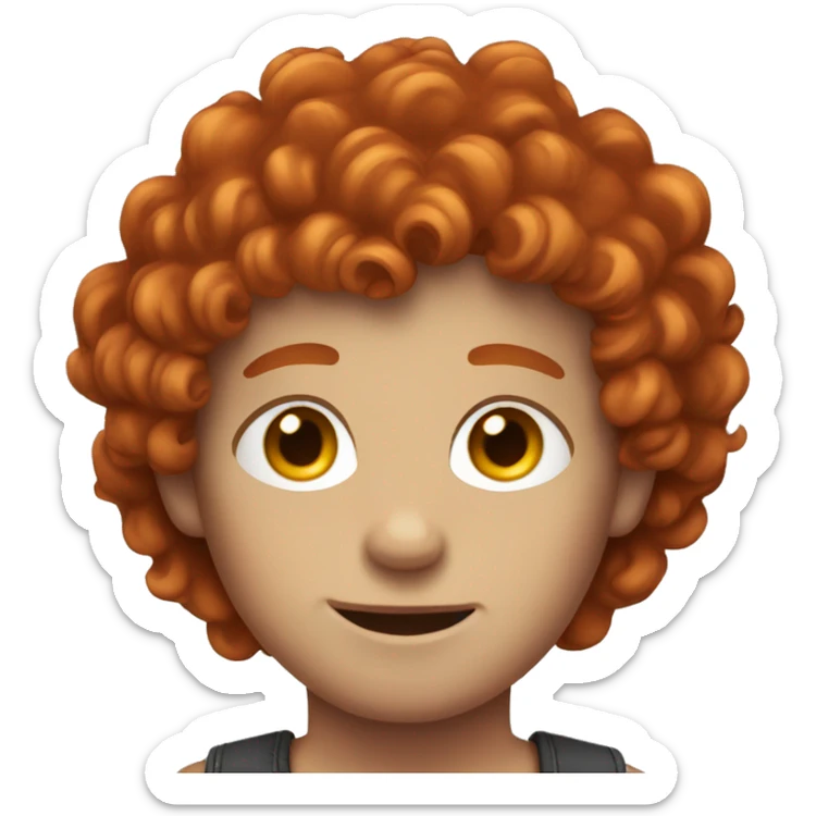 Red hair boy with short curly hair and freckles  sticker
