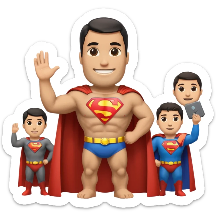 a moai emoji with a superman cape with the original face or the moai emoji with a super man saving people vibe like the superman there is some man waiting in the sky meme but then with moai sticker