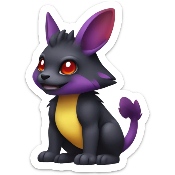 Cute cool dark black red purple yellow animal hybrid Fakemon full body sticker