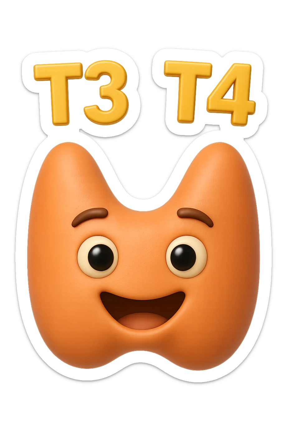 EMOJI STILE IPHONE 3D DI ormoni tiroidei che fluttuano in aria, iperrealistico 4k sticker