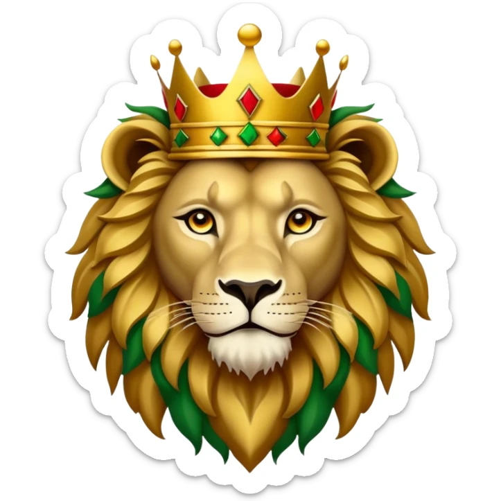 Emblem of the Lion of Judah, proud lion with a crown and traditional Ethiopian colors sticker