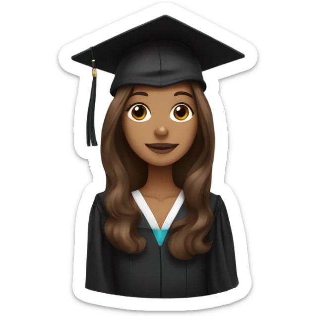 Brown haired white girl in graduation cap holding black long haired dachshund  sticker