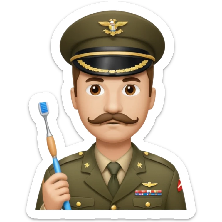 Hitler emoji in military dress and toothbrush mustache  sticker